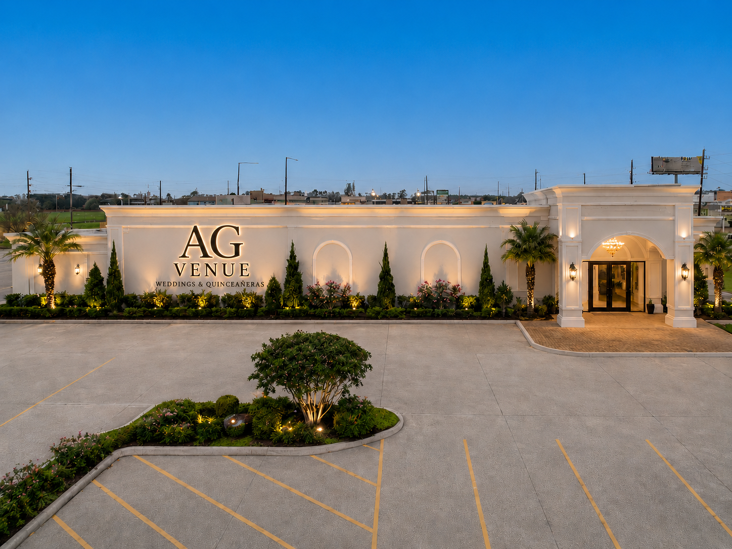 Conceptual exterior and arrival study; this is not The AG Grand Venue.
